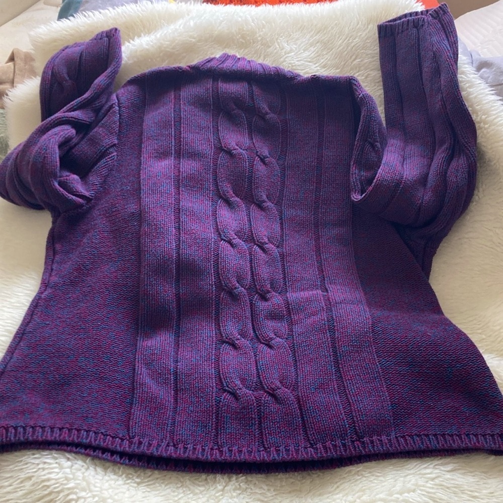 NEW Relativity 100% Cotton Cable Knit Chunky Mockneck Half Zip Sweater Size L - Picture 4 of 9